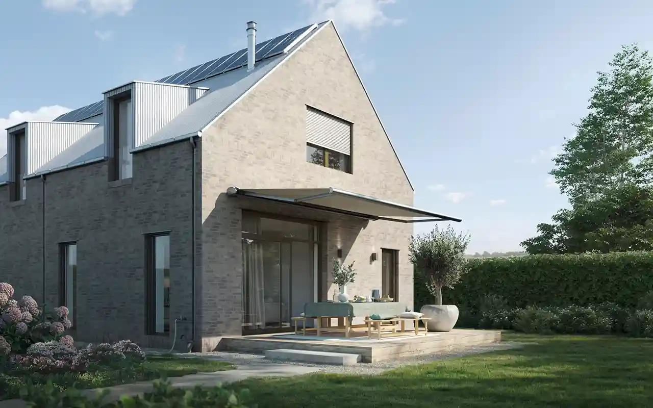 Beige Markise für die Terrasse